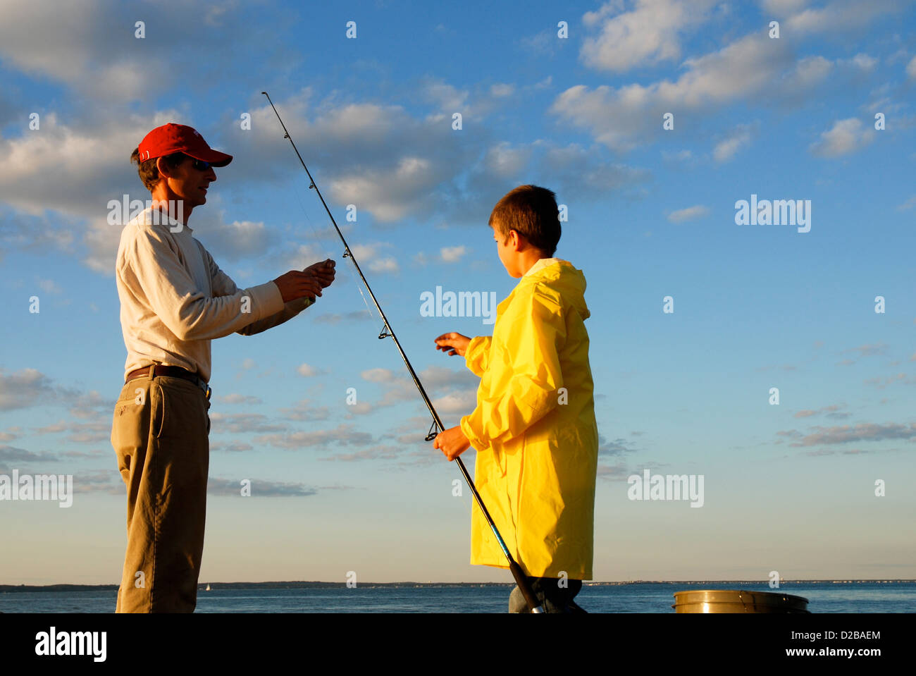 Padre e Figlio la pesca Foto Stock