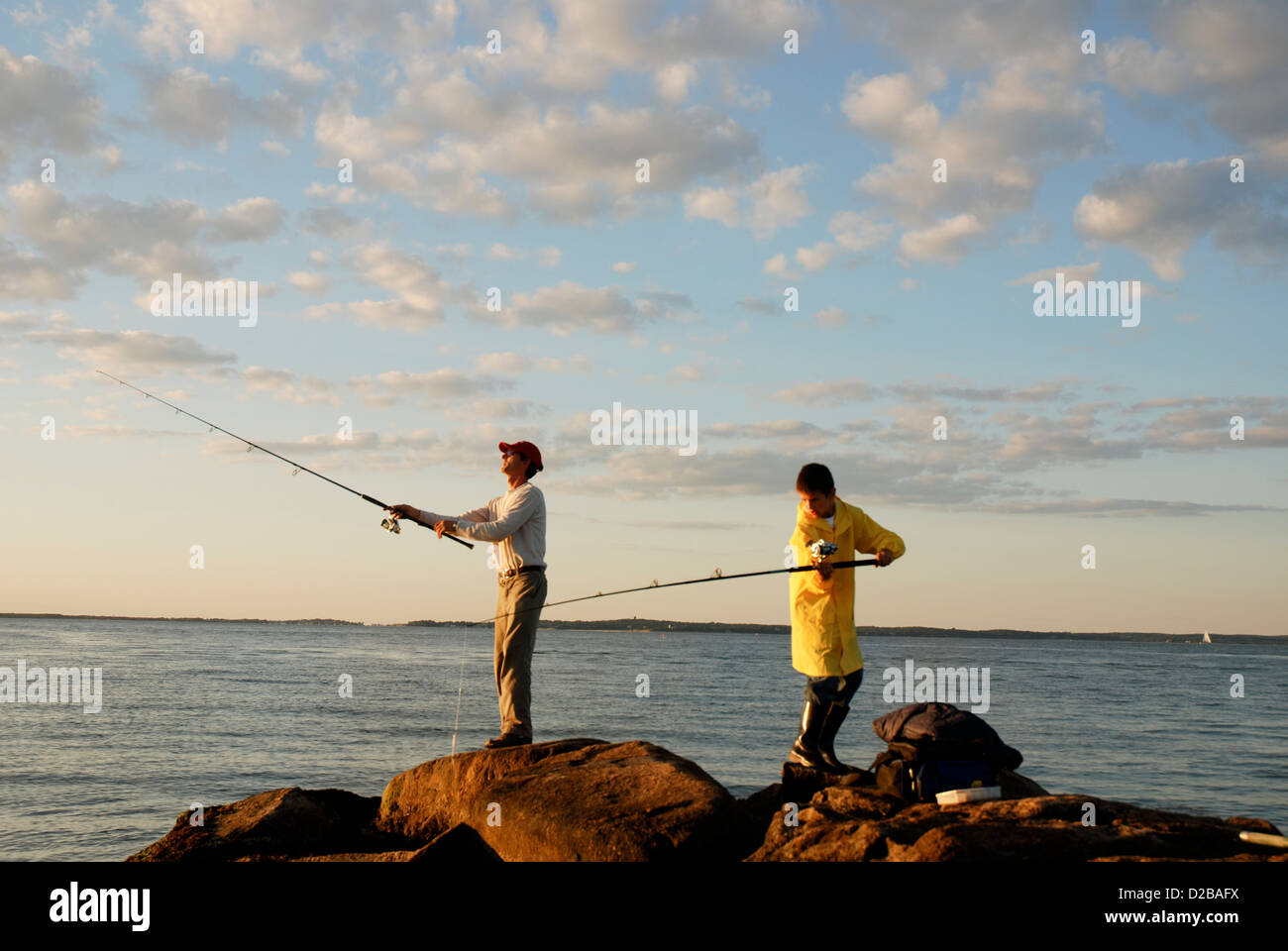 Padre e Figlio la pesca Foto Stock