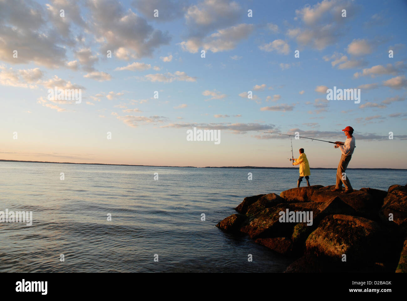 Padre e Figlio la pesca Foto Stock