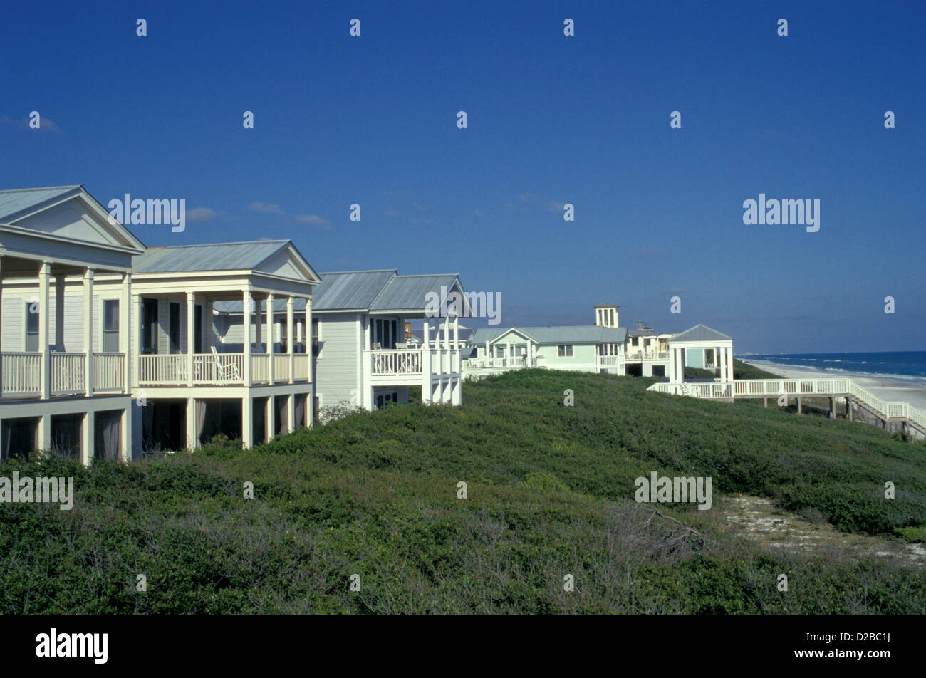 Florida, mare. Case costruite sulle dune dall'oceano. Foto Stock
