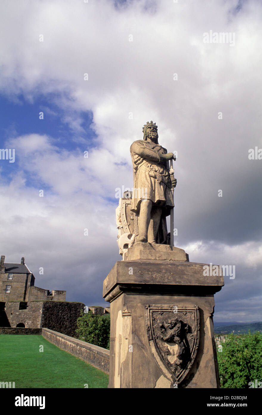 La Scozia, il Castello di Stirling. Statua di Re Roberto Bruce (1314) Foto Stock