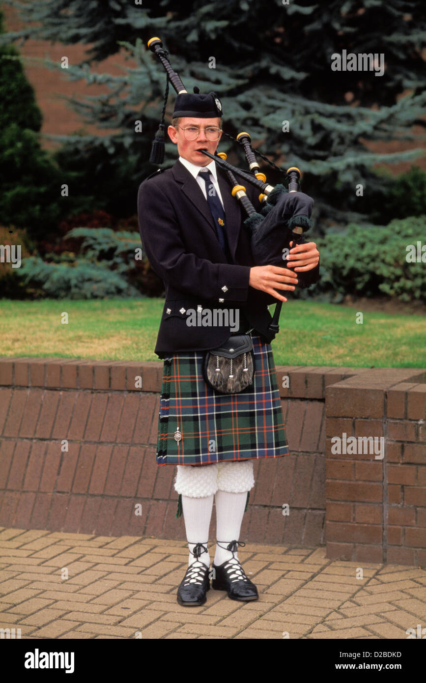 La Scozia, Glasgow. Cornamuse Player Foto Stock