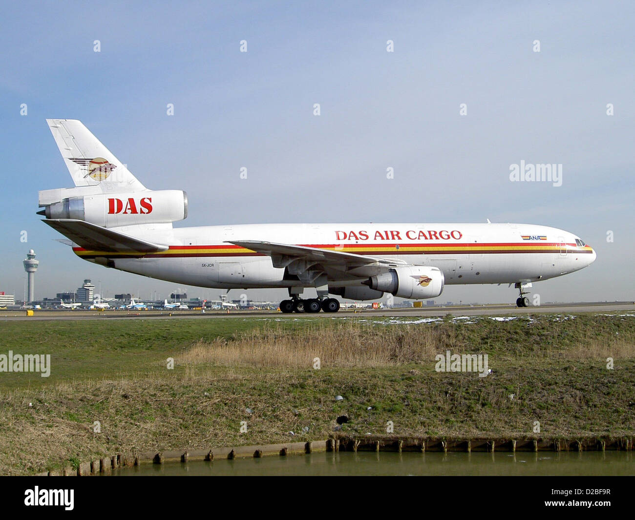 DC-10 DAS Air Cargo 5X-JCR a Schiphol Foto Stock