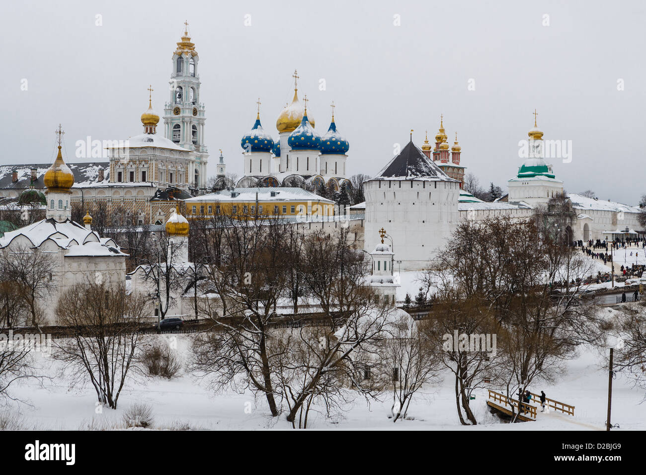 Vista invernale del Lavra della Trinità di San Sergio a Sergiev Posad Foto Stock