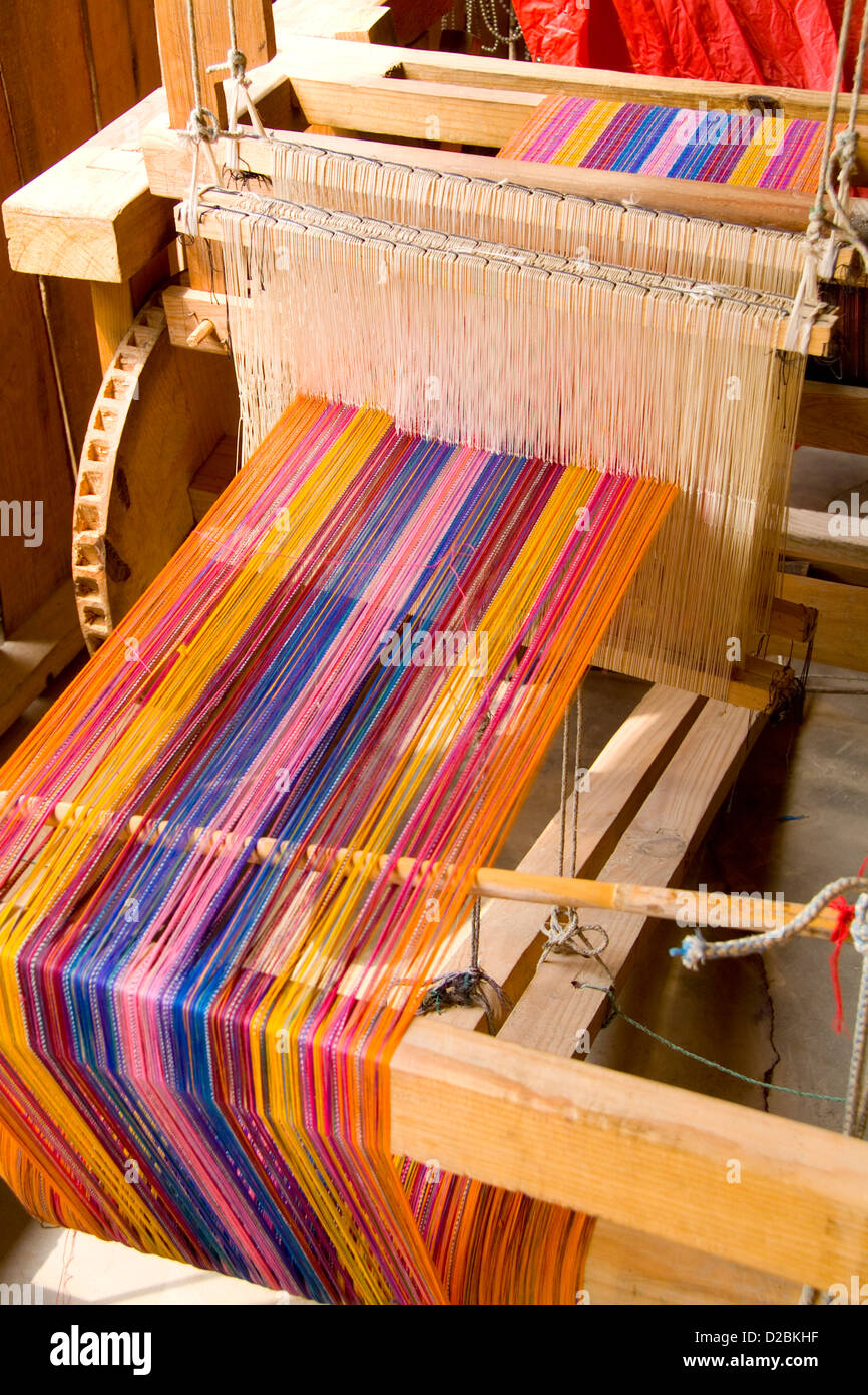 Guatemala, telaio utilizzato per tessere tessuti Foto Stock