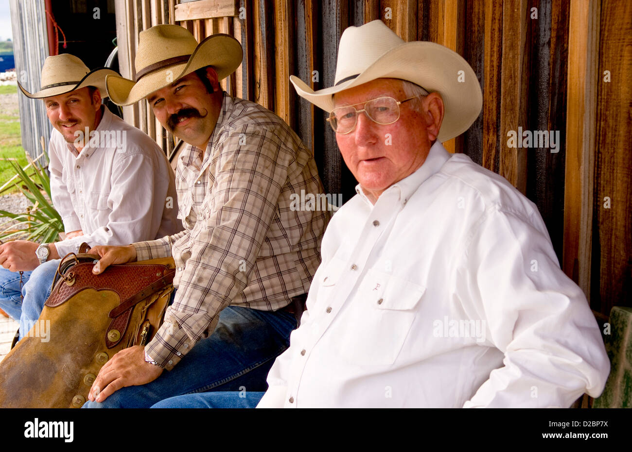 Tre Cowboys Foto Stock