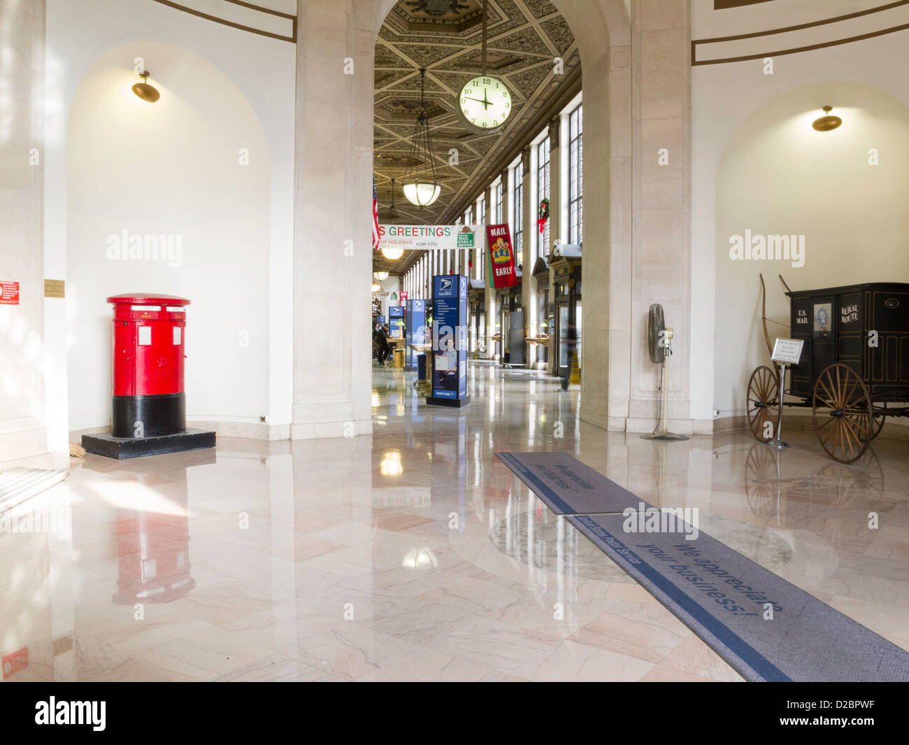 Display internazionale, British Casella Postale, James A. Farley principale ufficio postale, Chelsea, New York Foto Stock