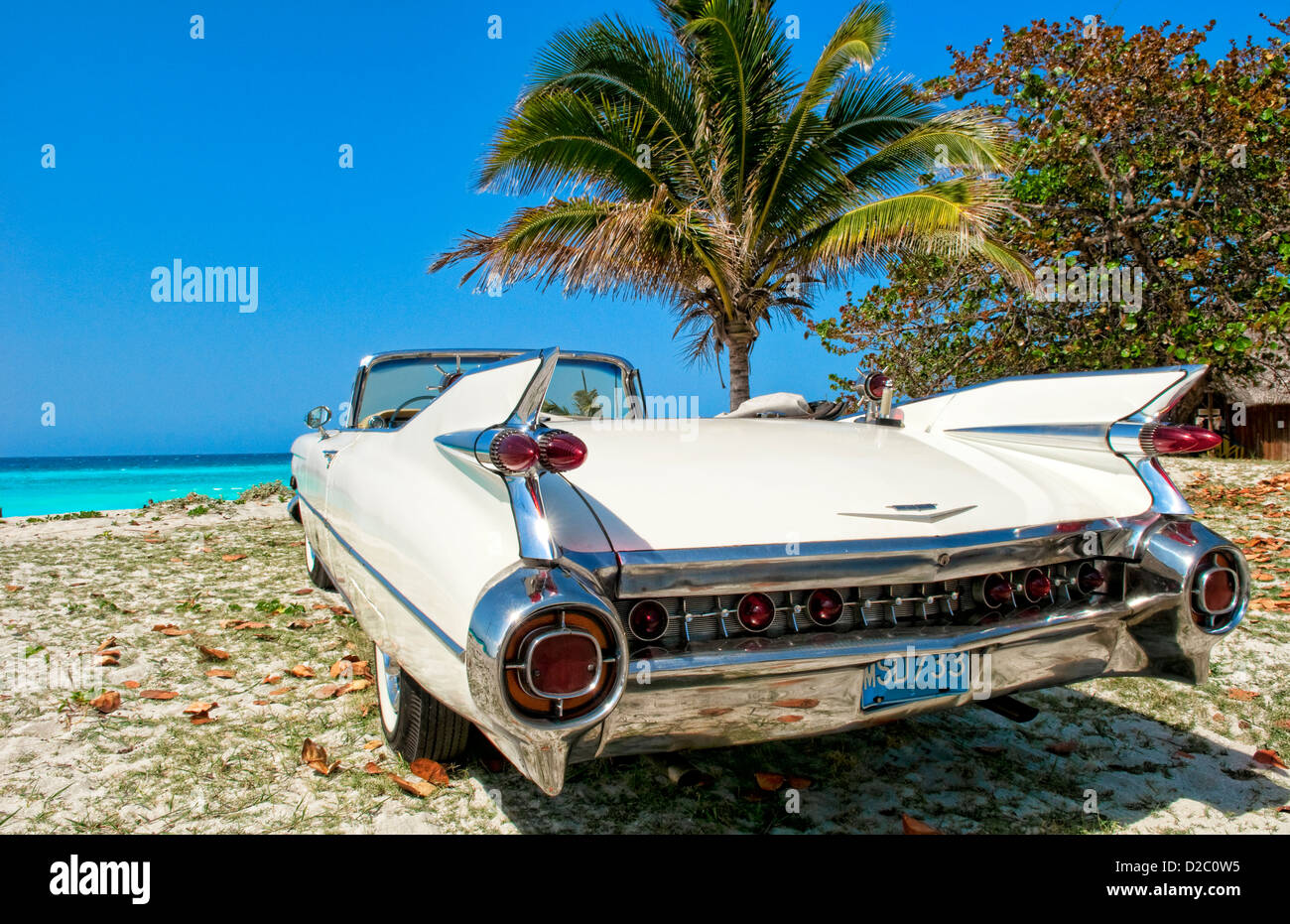 Classico Bianco 1959 Cadillac In Veradara, Cuba Foto Stock