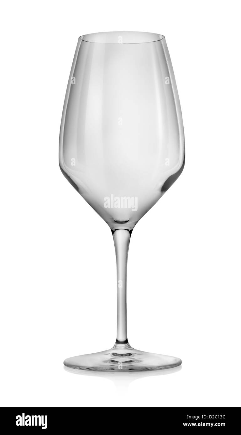Svuotare wineglass isolato su uno sfondo bianco Foto Stock