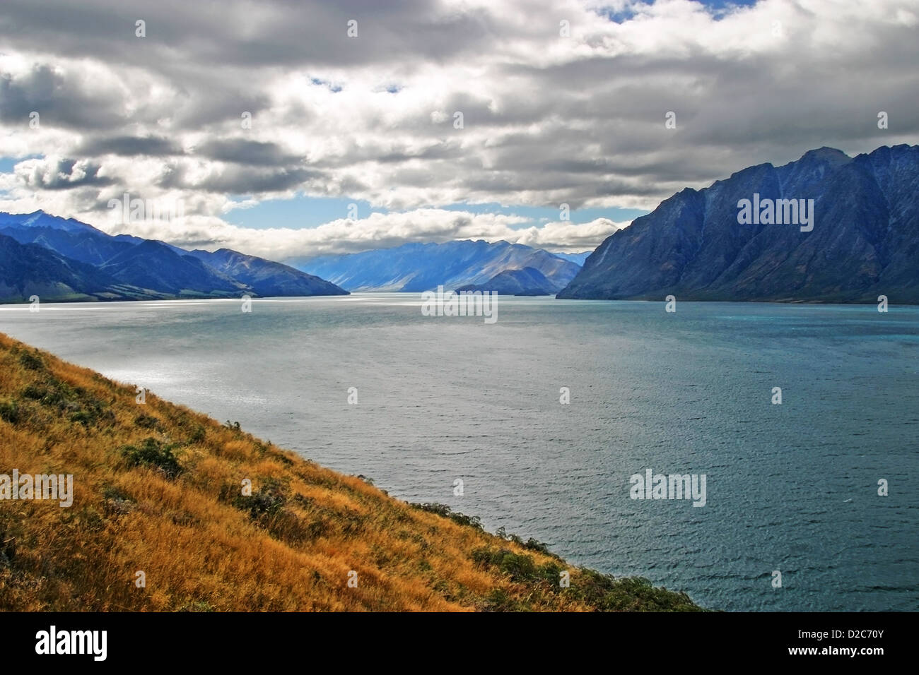 Un lago in Nuova Zelanda. Foto Stock