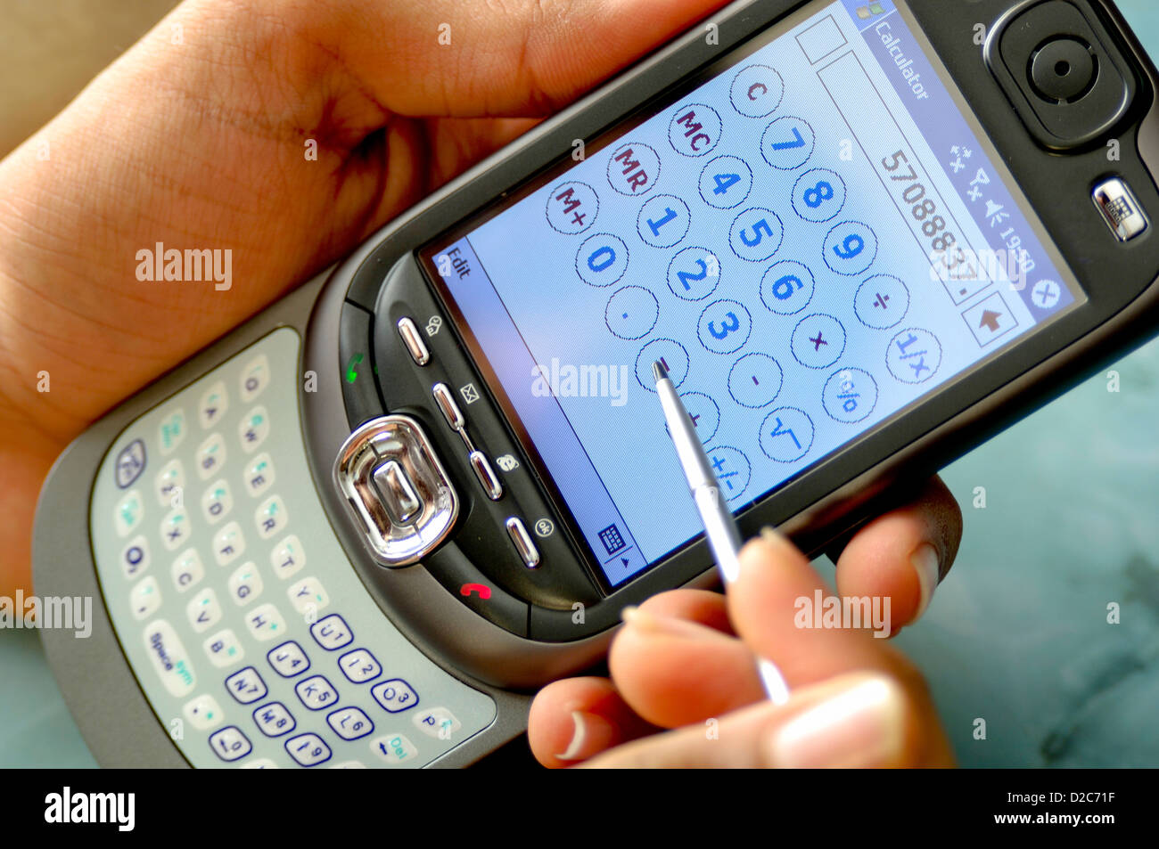 Pocket PC Phone, display di schermo a sfioramento Foto Stock