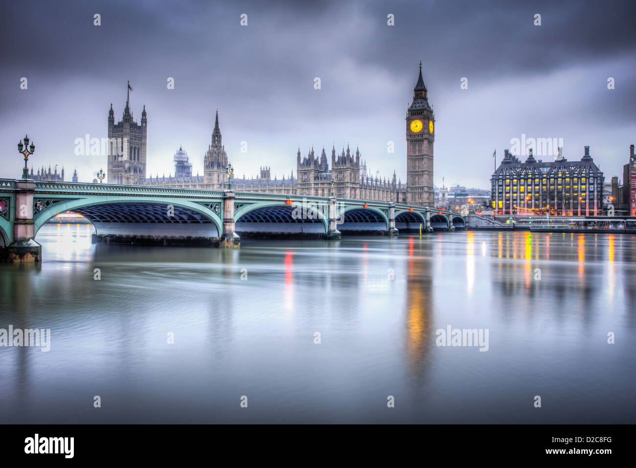 Westminster Bridge e Casa del Parlamento Foto Stock