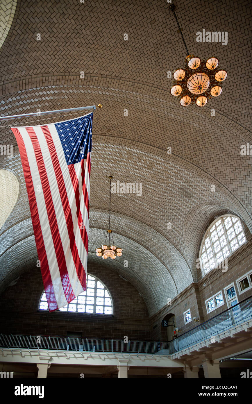 All'interno di Ellis Island immigrato impianto di lavorazione. Foto Stock