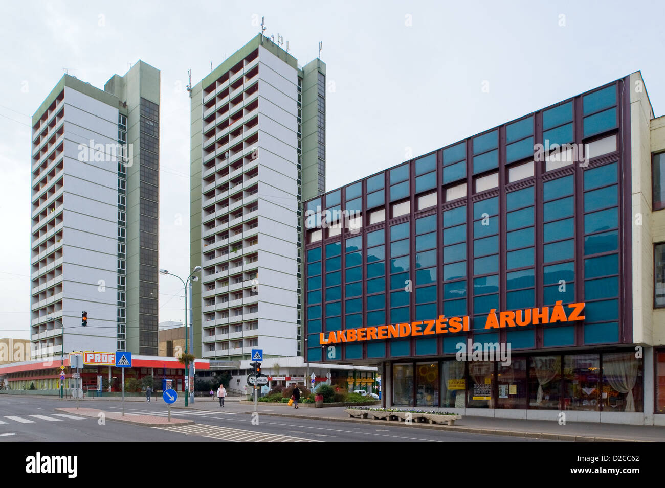 Salgotarjan, Ungheria, architettura socialista nel centro cittadino Foto Stock