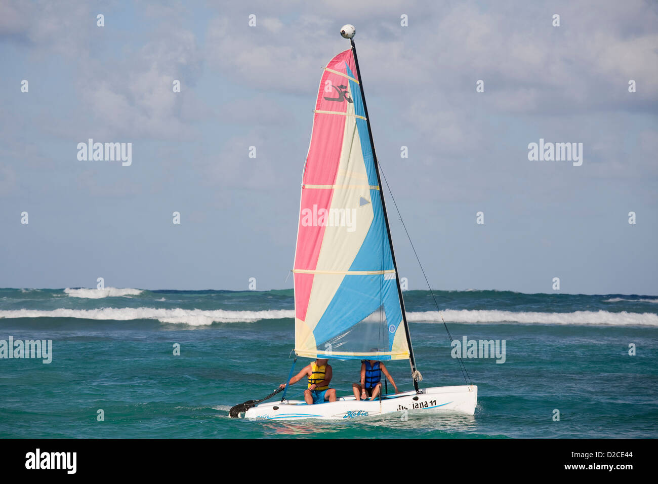America, il mar dei Caraibi, isola Hispaniola, Repubblica dominicana, punta cana hotel Barcelo Punta Cana, in barca a vela Foto Stock