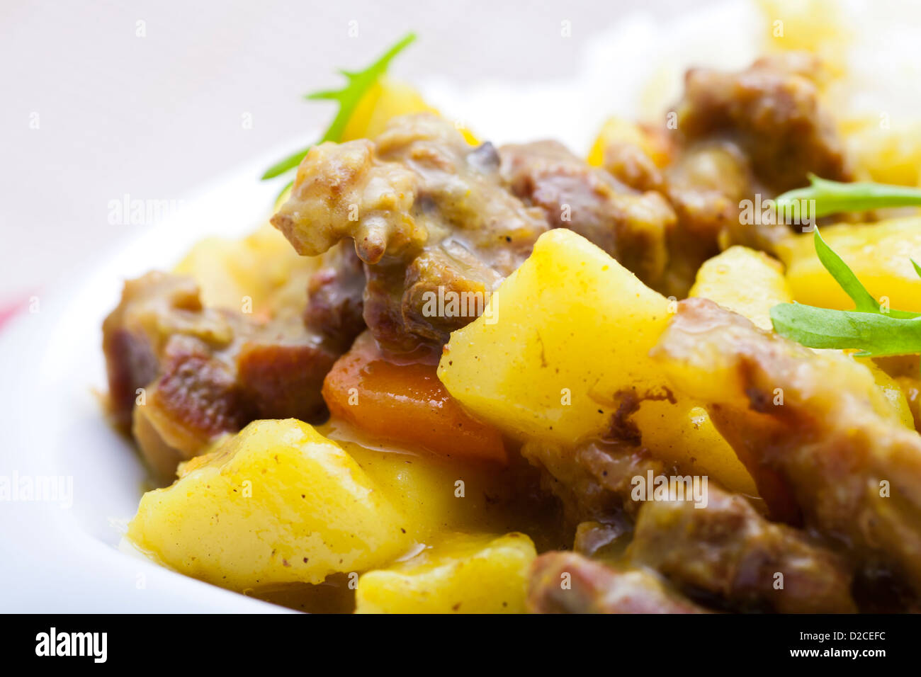 Curry di manzo e vegetale è una sorta di brasati spice con cibo o carote e patate. Foto Stock