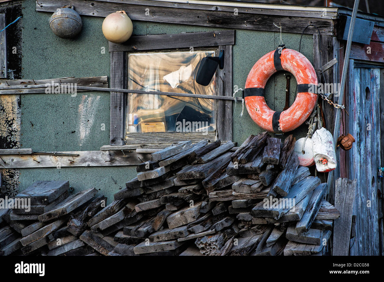 Rustica Capanna di pesca, cervi Isola, Maine Foto Stock
