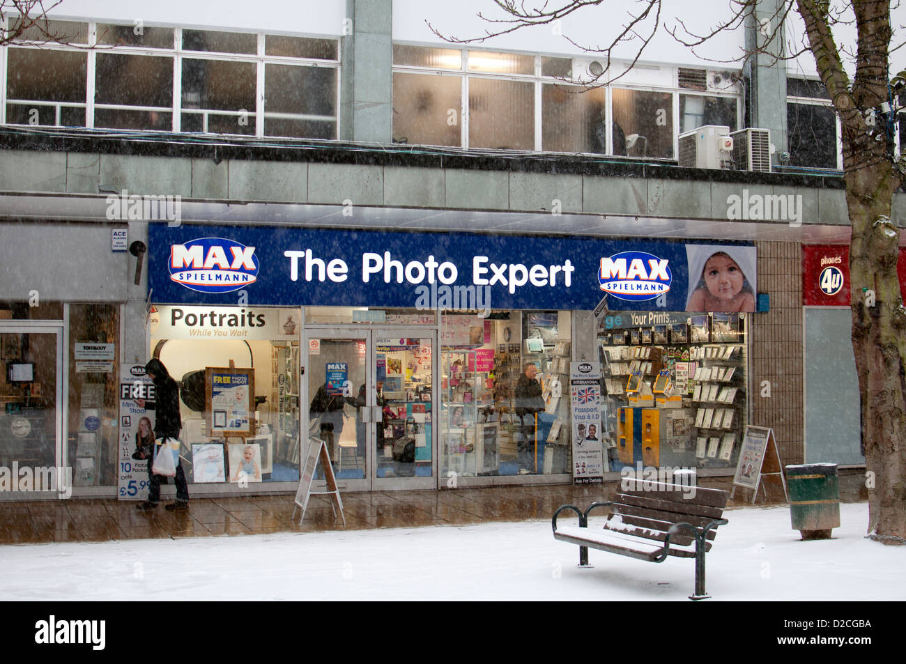 Max Spielmann negozio fotografico in caso di neve Foto Stock
