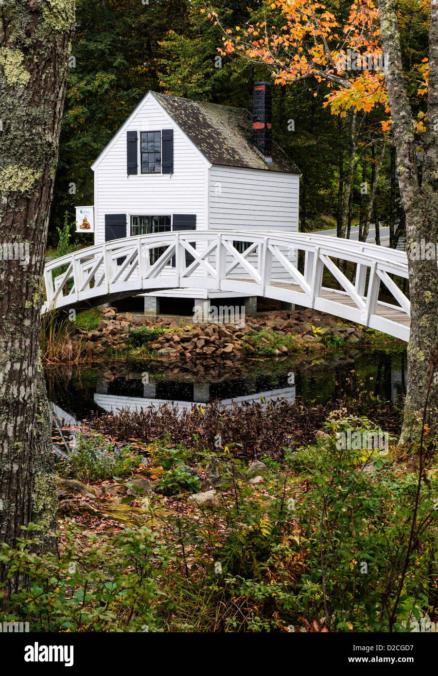 Il Footbridge, Somesville, Maine, Stati Uniti d'America Foto Stock