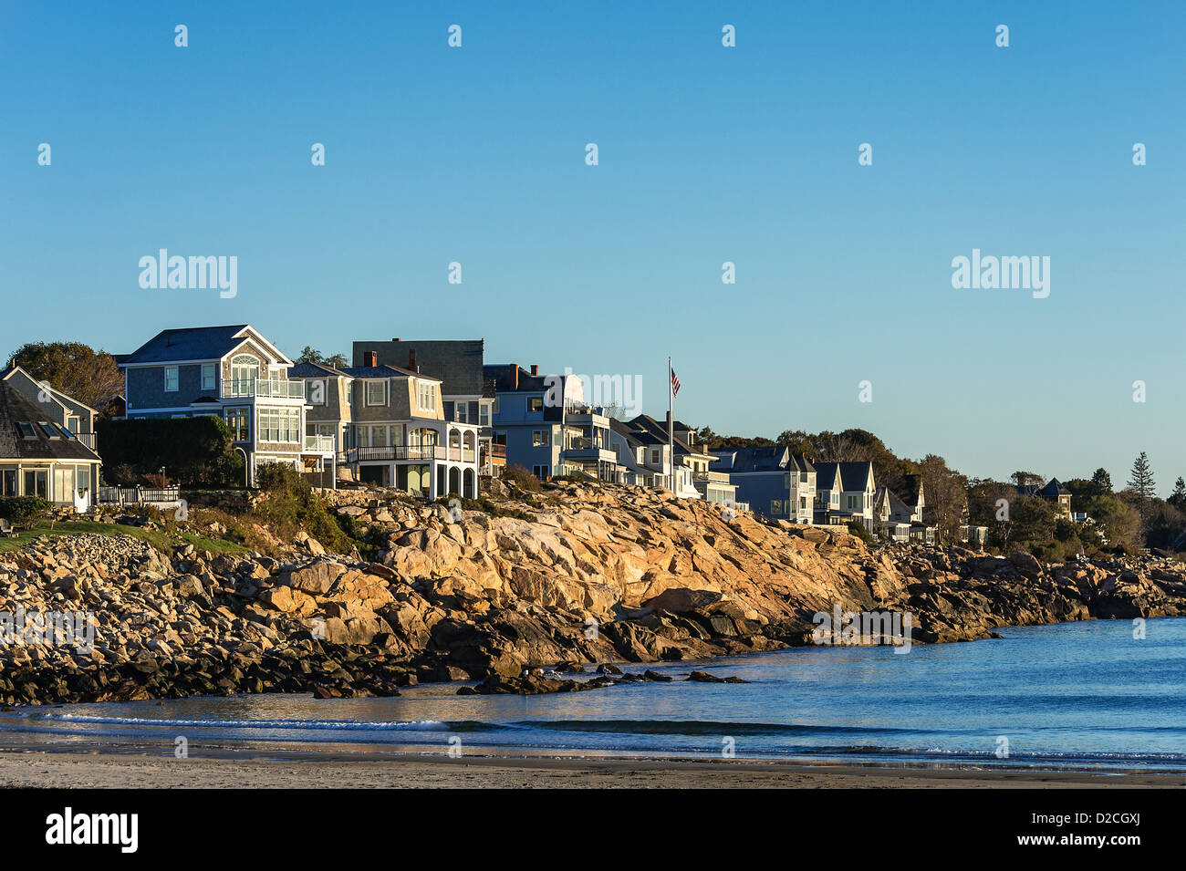 Waterfront case, York, Maine, Stati Uniti d'America Foto Stock