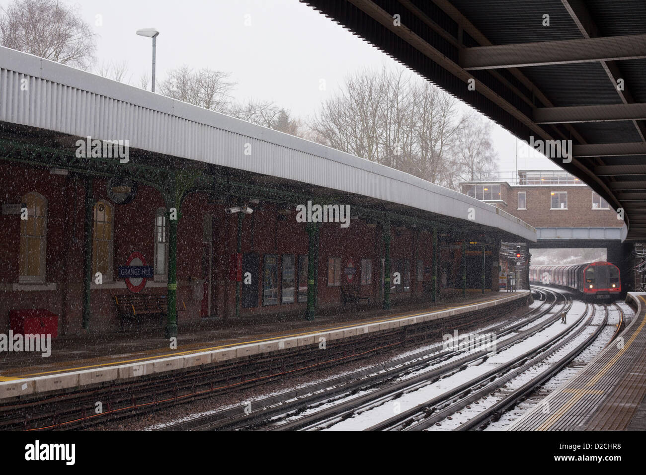 Stazione della metropolitana di Londra in neve, 20 Gennaio 2013 Foto Stock