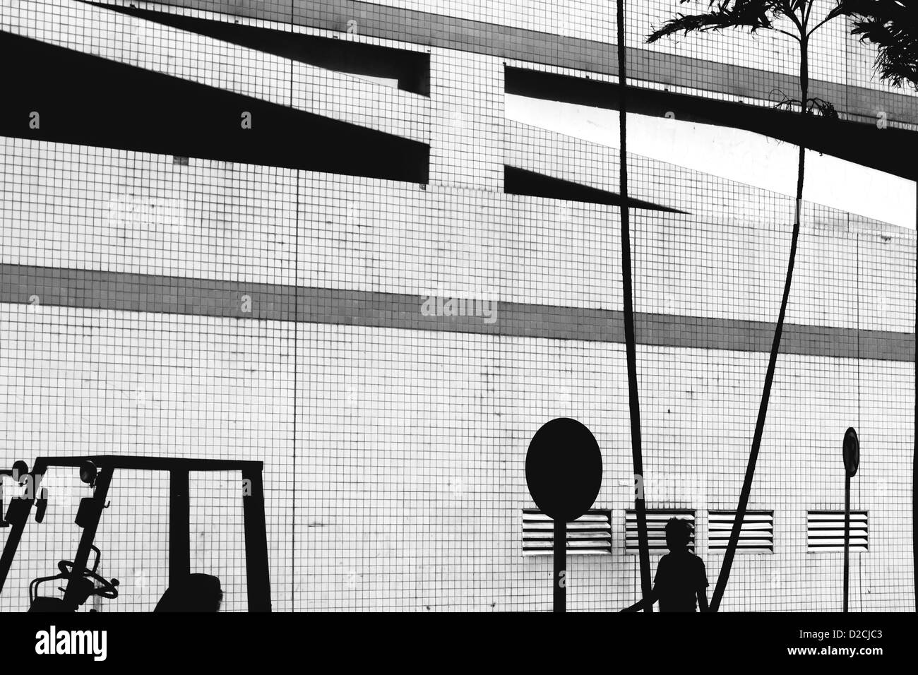 Silhouette pedonale durante le ore di punta Foto Stock