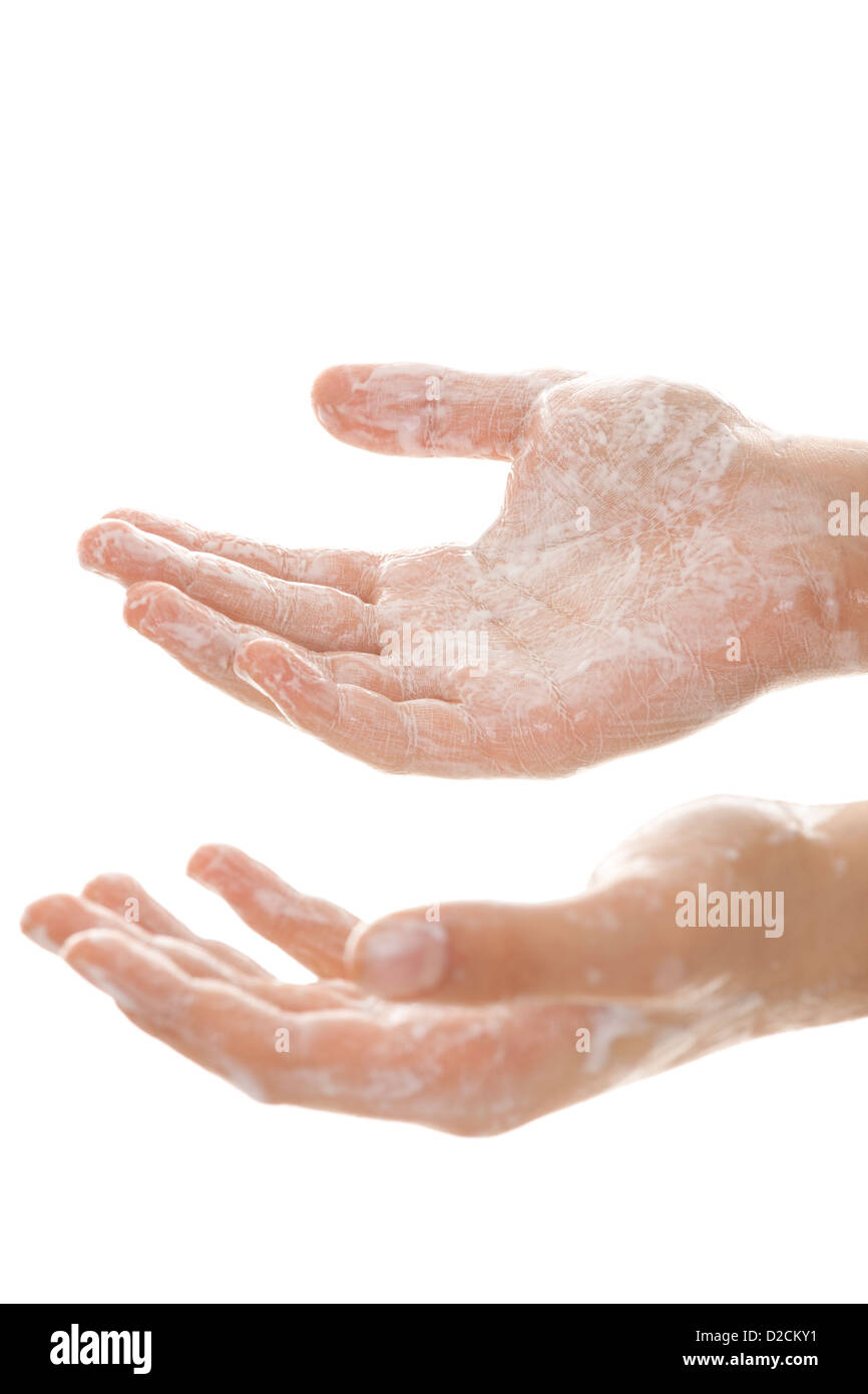 Mani di lavaggio Foto Stock