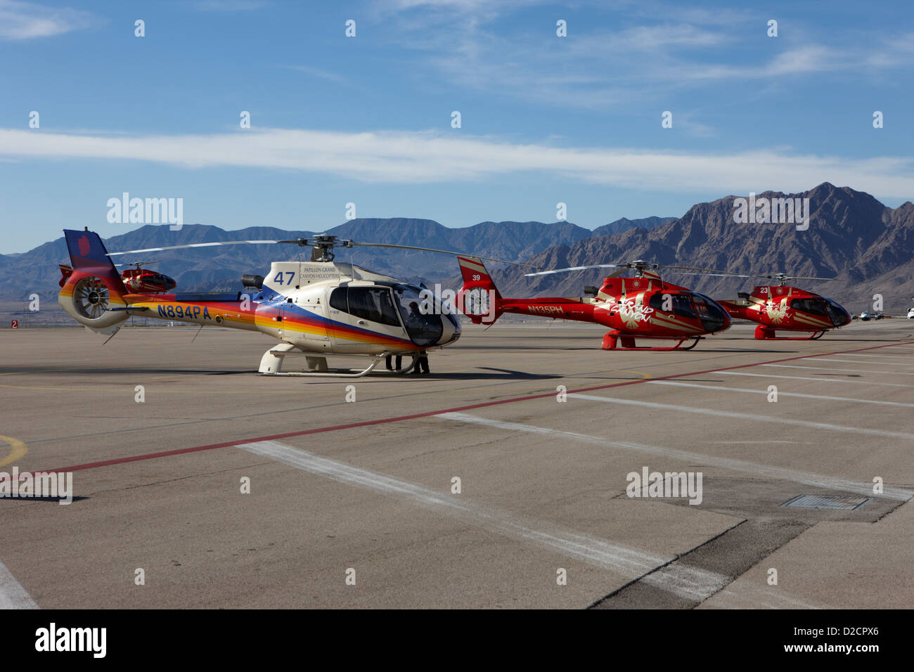 Grand Canyon tour elicotteri a Boulder City airport terminal Nevada USA Foto Stock
