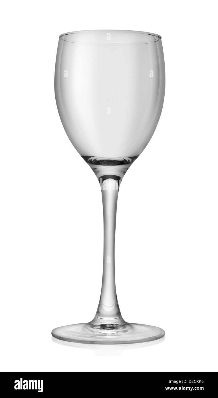 Svuotare wineglass isolato su uno sfondo bianco Foto Stock