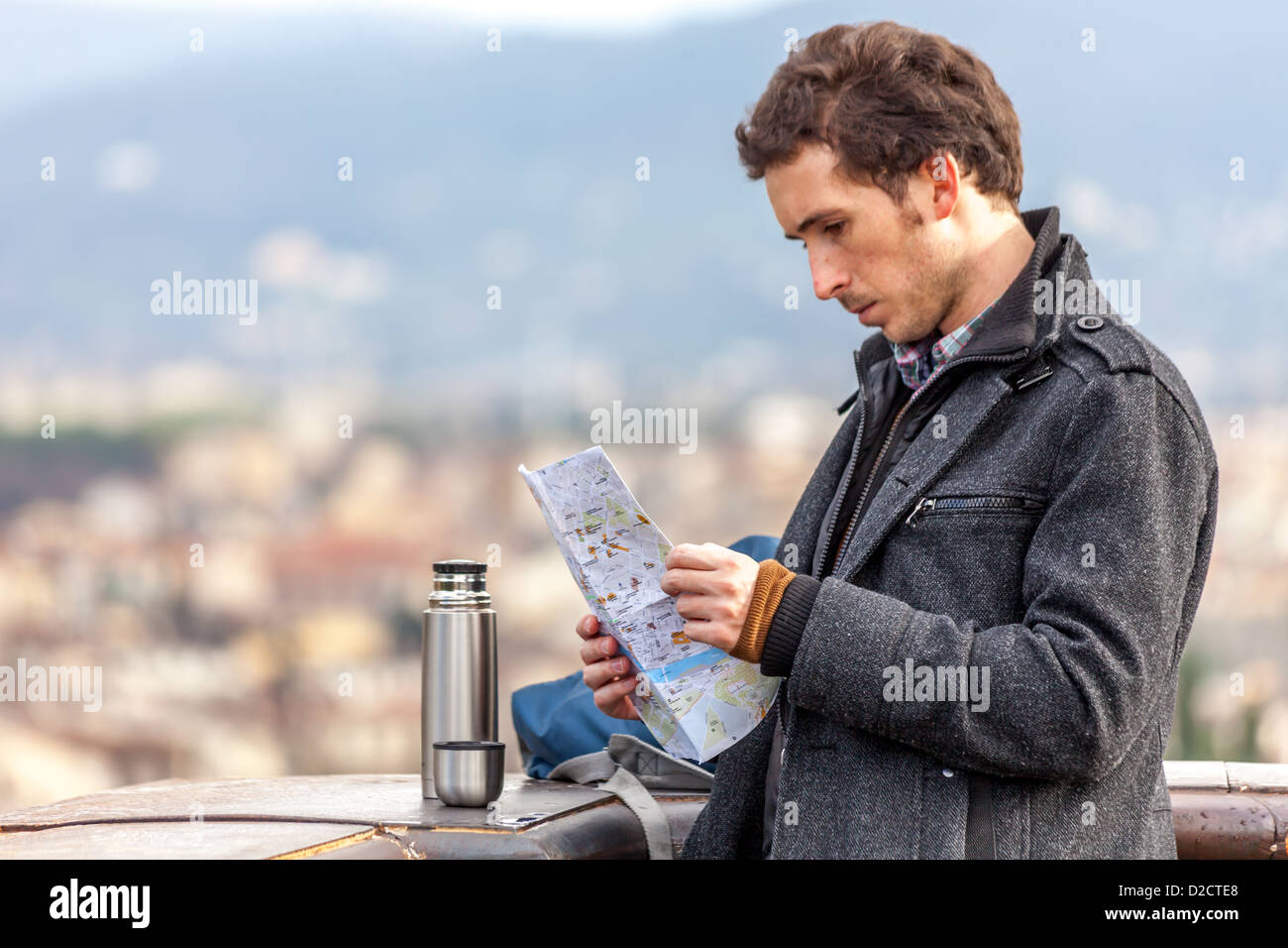 Giovane turista a Firenze Foto Stock