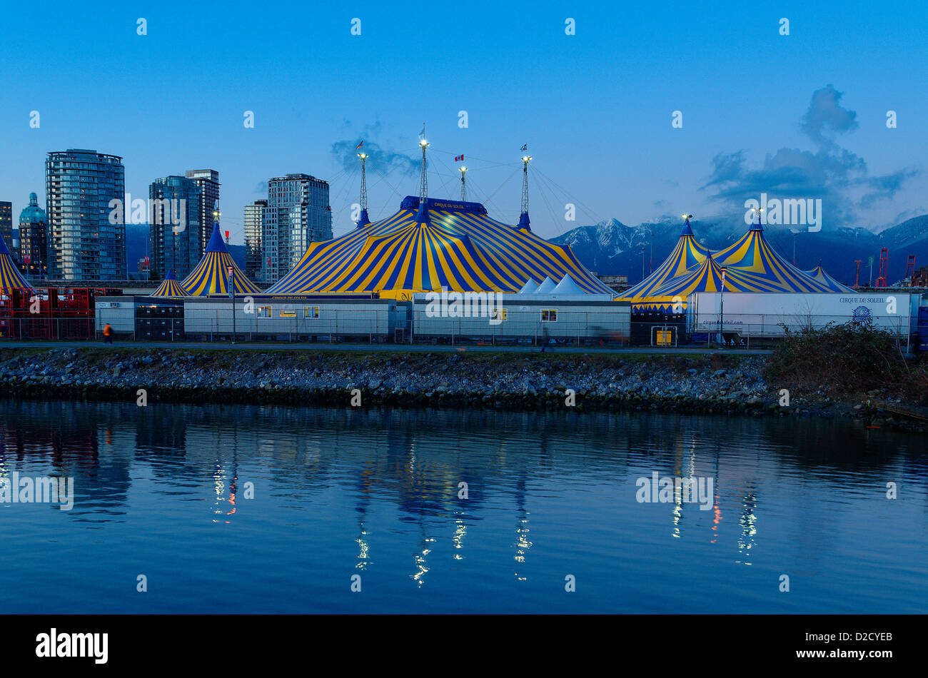 Cirque du Soleil tende, Vancouver, British Columbia, Canada Foto Stock