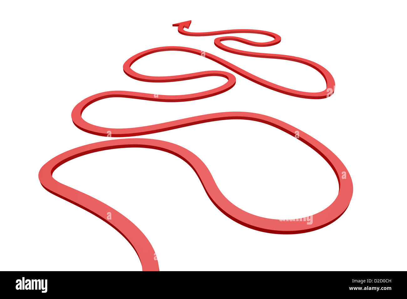 3D render illustrazione di un unstraight linea rossa. Foto Stock