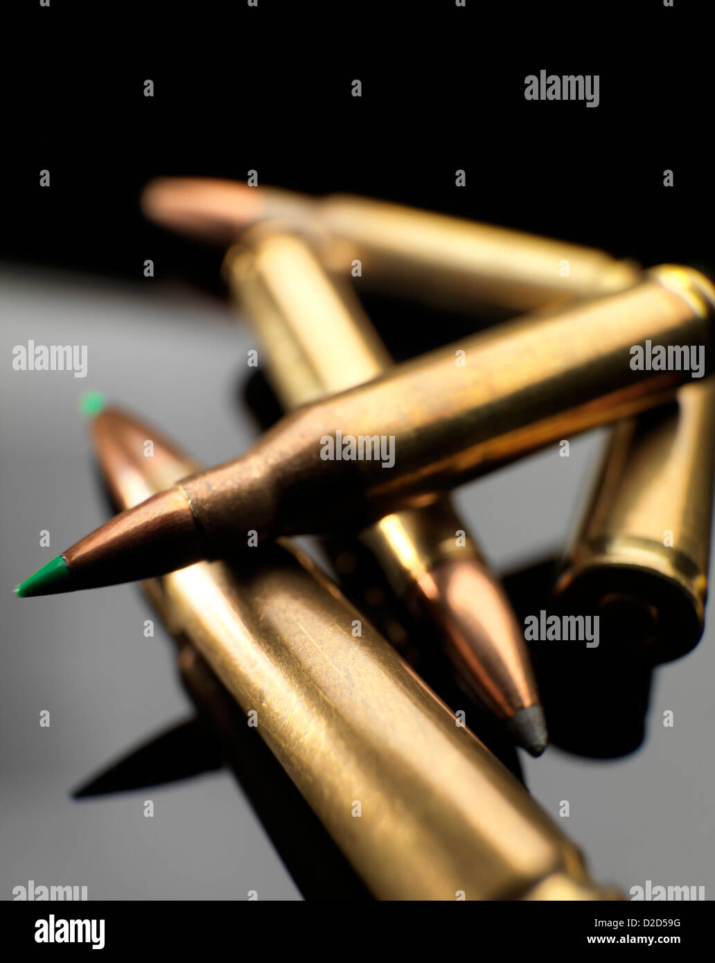I proiettili di una raccolta di oggetti shot munizioni Foto Stock