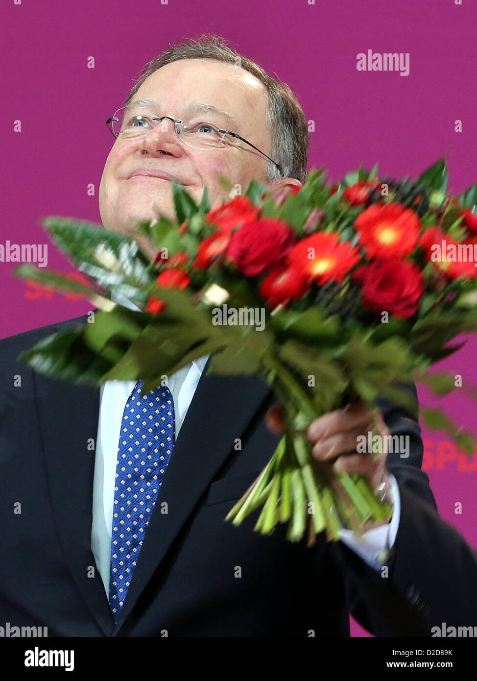 SPD top candidato per il Parlamento del Land Bassa Sassonia Stephan Weil parla a Willy-Brandt-House a Berlino, Germania, 21 gennaio 2013. Foto Stock