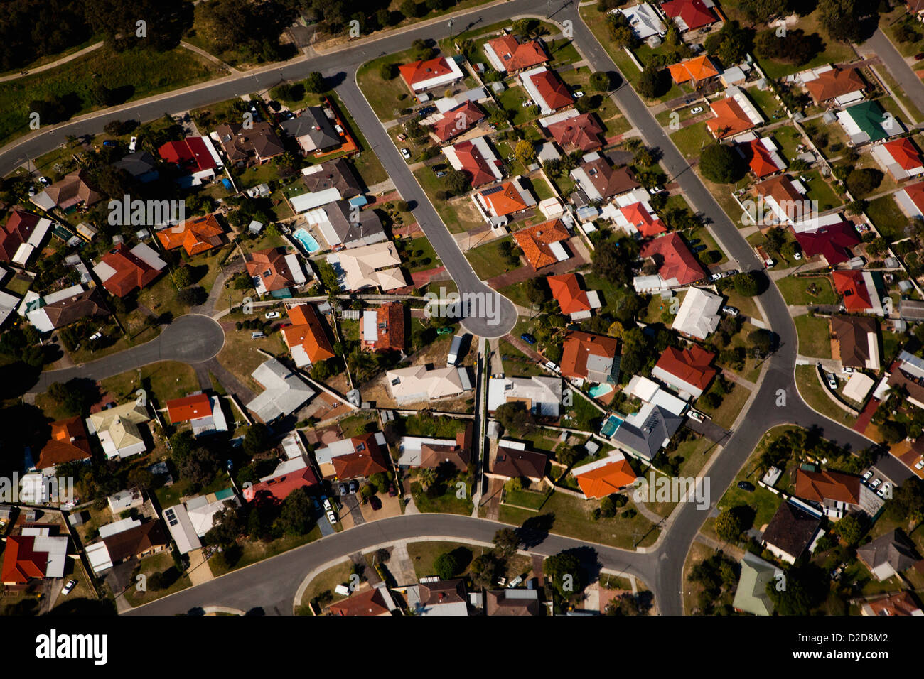 Vista aerea di un sobborgo Foto Stock