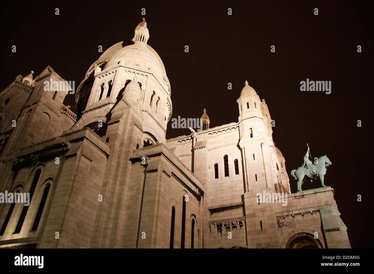 I riflettori esterno della Basilica del Sacré Coeur, Parigi Foto Stock