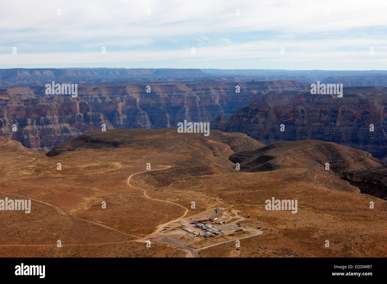 Vista aerea di Hualapai Ranch western village e intendente punto Grand Canyon West arizona usa Foto Stock
