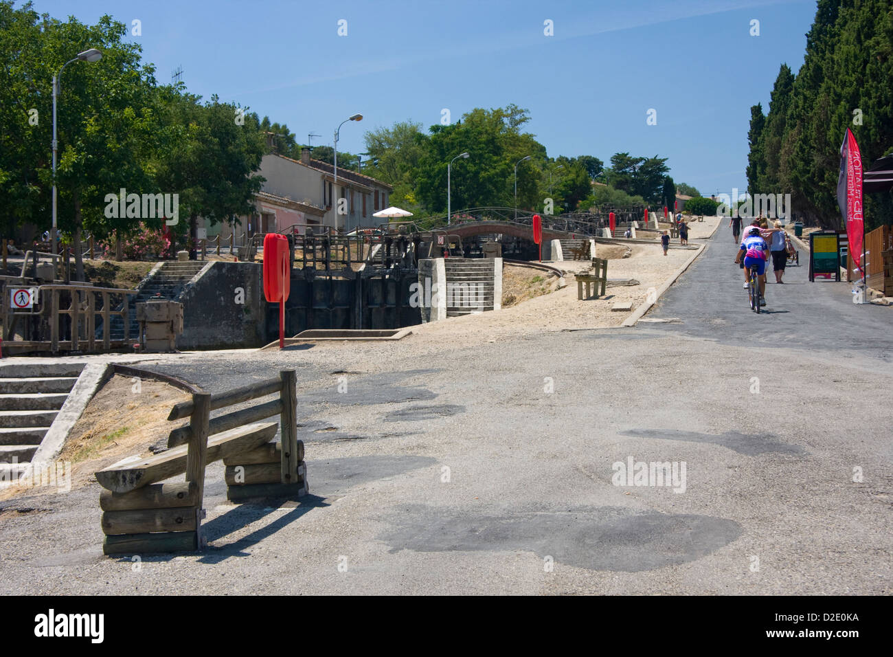 Fonseranes canal serrature, Béziers, Francia. La serie di sette blocchi sul Canal du Midi progettata da Paul Riquet, completato 1681 Foto Stock