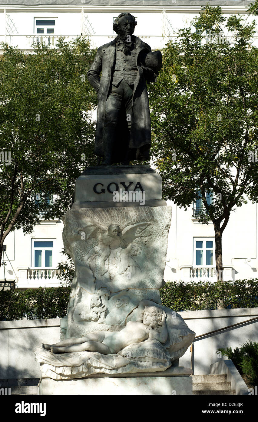 Madrid, Spagna, la statua di Francisco de Goya Foto Stock