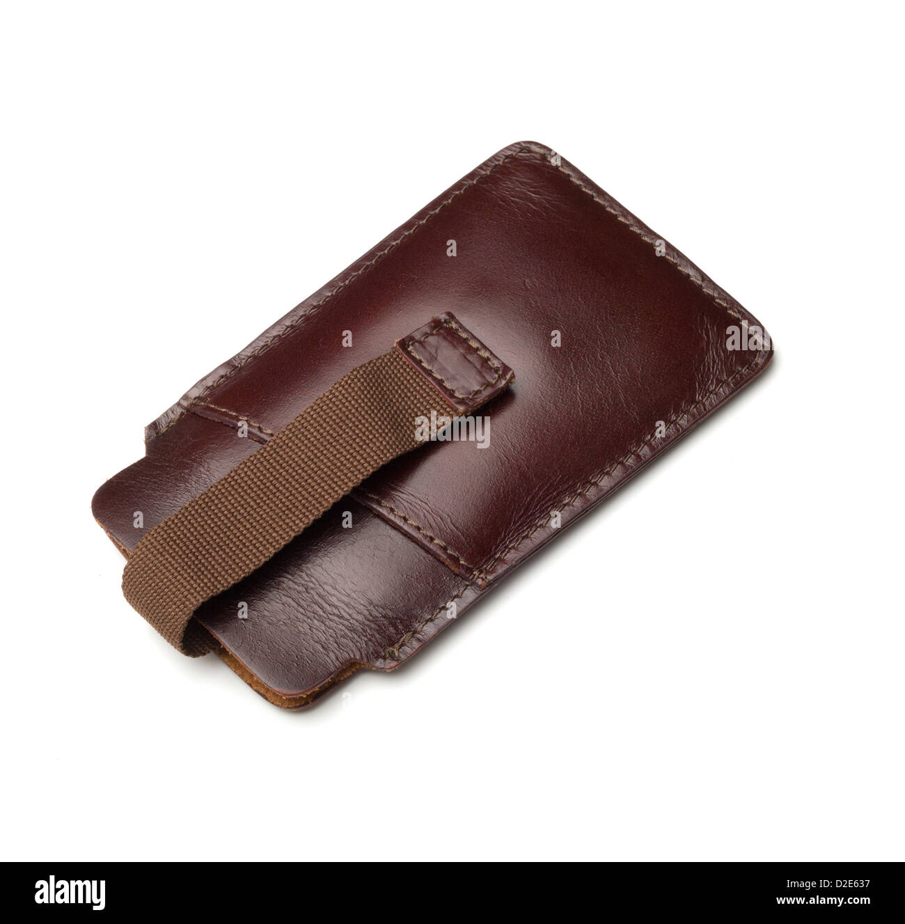 Pelle marrone wallet isolati su sfondo bianco Foto Stock