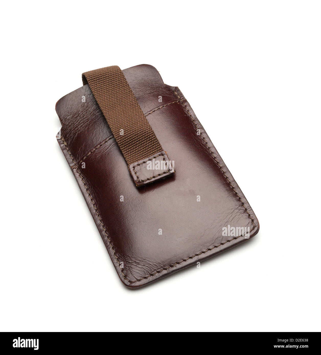 Pelle marrone wallet isolati su sfondo bianco Foto Stock