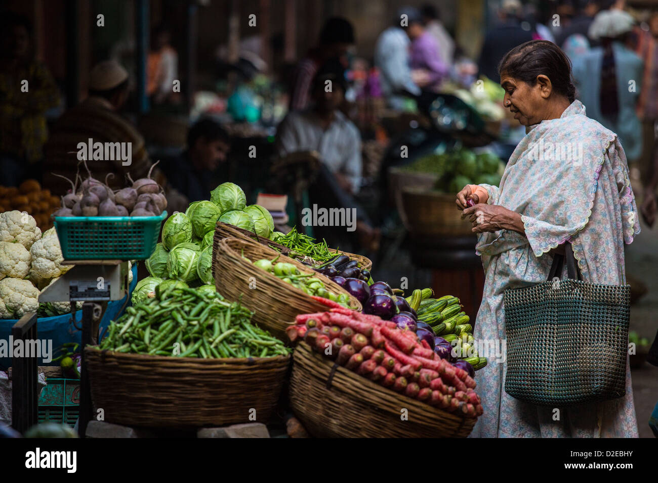 Mercato ortofrutticolo, Ahmedabad, Gujarat, India Foto Stock