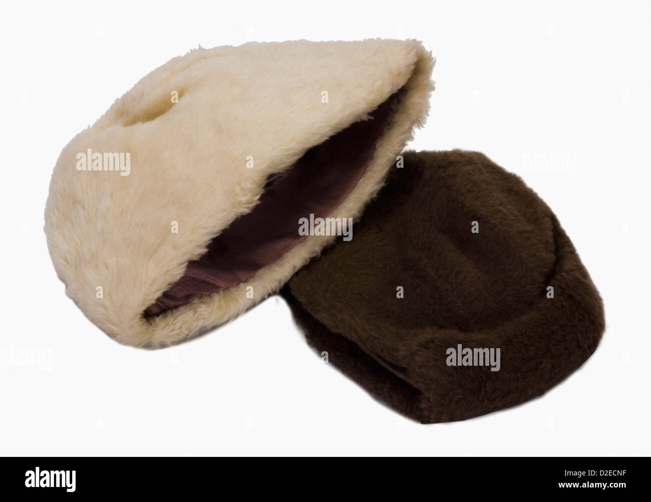 Close-up di due cappelli di pelliccia Foto Stock