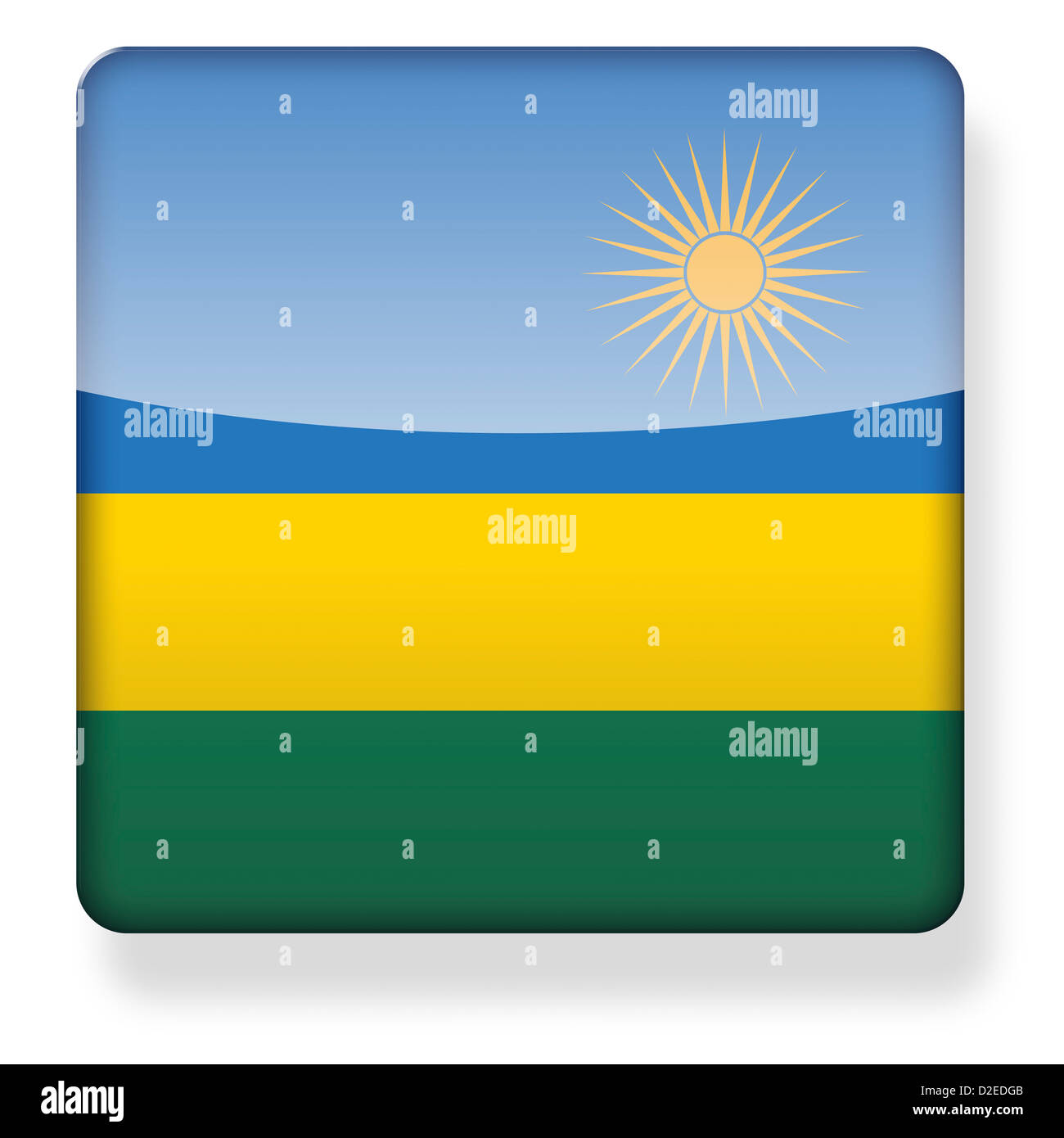 Ruanda bandiera come l'icona di un'app. Percorso di clipping incluso. Foto Stock
