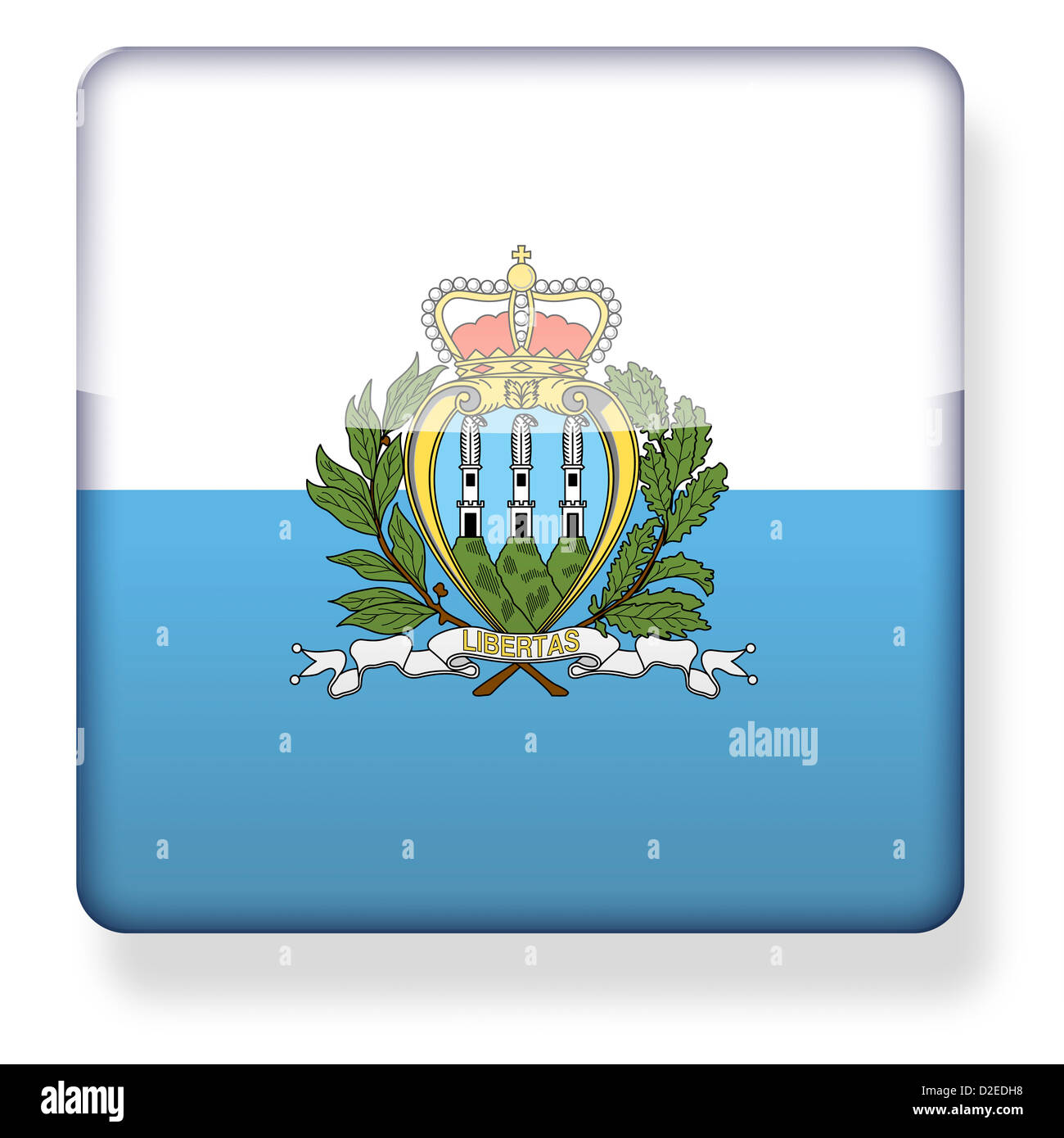 San Marino bandiera come l'icona di un'app. Percorso di clipping incluso. Foto Stock