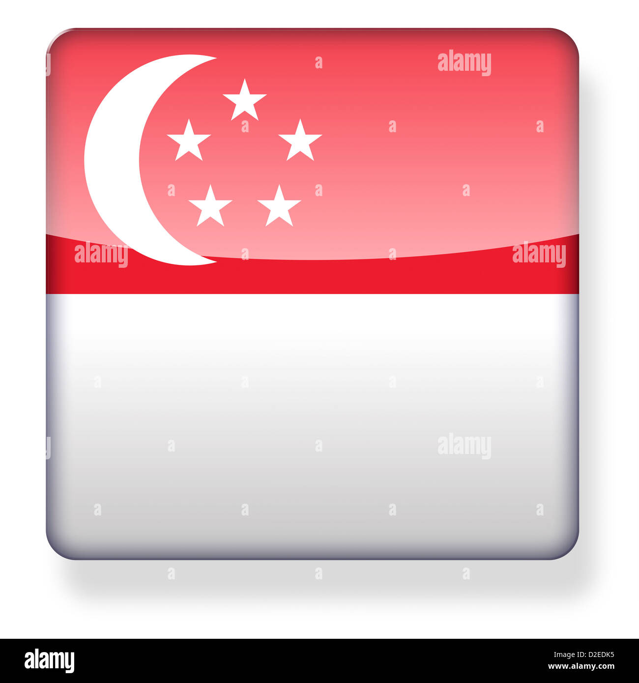 Bandiera di Singapore come l'icona di un'app. Percorso di clipping incluso. Foto Stock