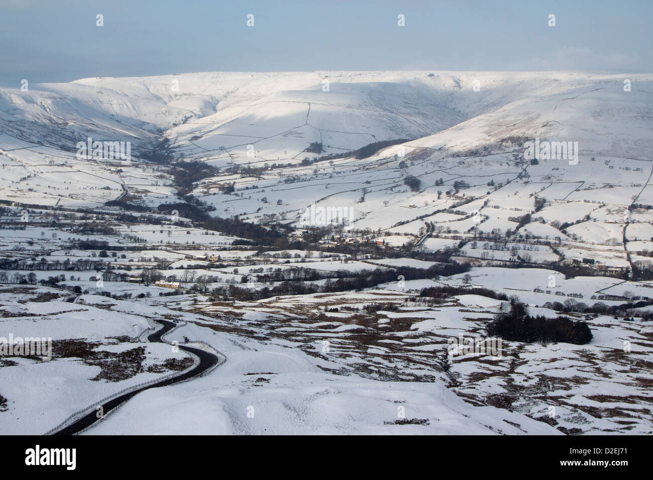 Neve invernale vale di edale derbyshire Peak District Inghilterra Regno Unito Foto Stock