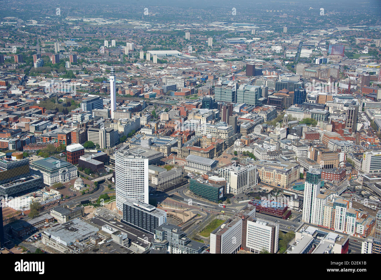 Birmingham City Centre dall'aria, West Midlands, Regno Unito Foto Stock