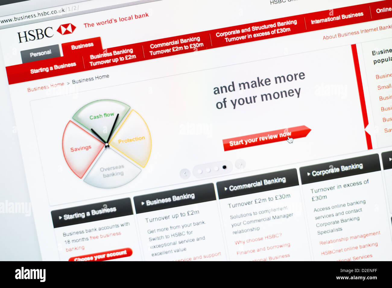 HSBC Business Banking sito web. Foto Stock