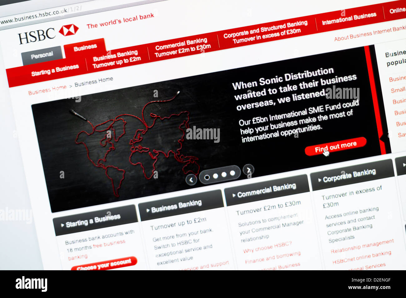 HSBC Business Banking sito web. Foto Stock